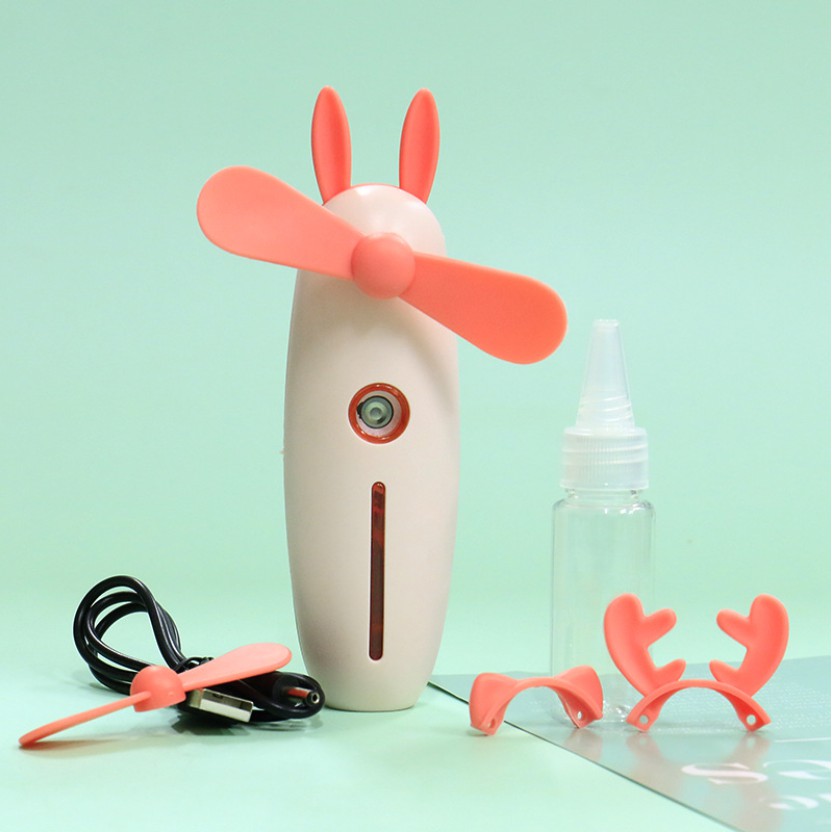 Quạt mini cầm tay phun sương hình thú dễ thương pin sạc,quạt điện cầm tay S005 | BigBuy360 - bigbuy360.vn