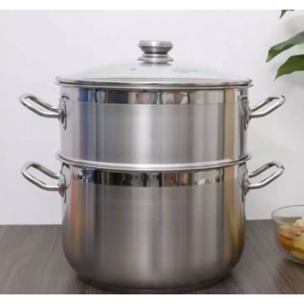 Bộ Nồi Xửng Hấp Fivestar Inox 3 Đáy -Đừơng Kính 24-26-28cm -Nắp Kính -Dùng Bếp Từ Bảo Hành 5 Năm Chính Hãng