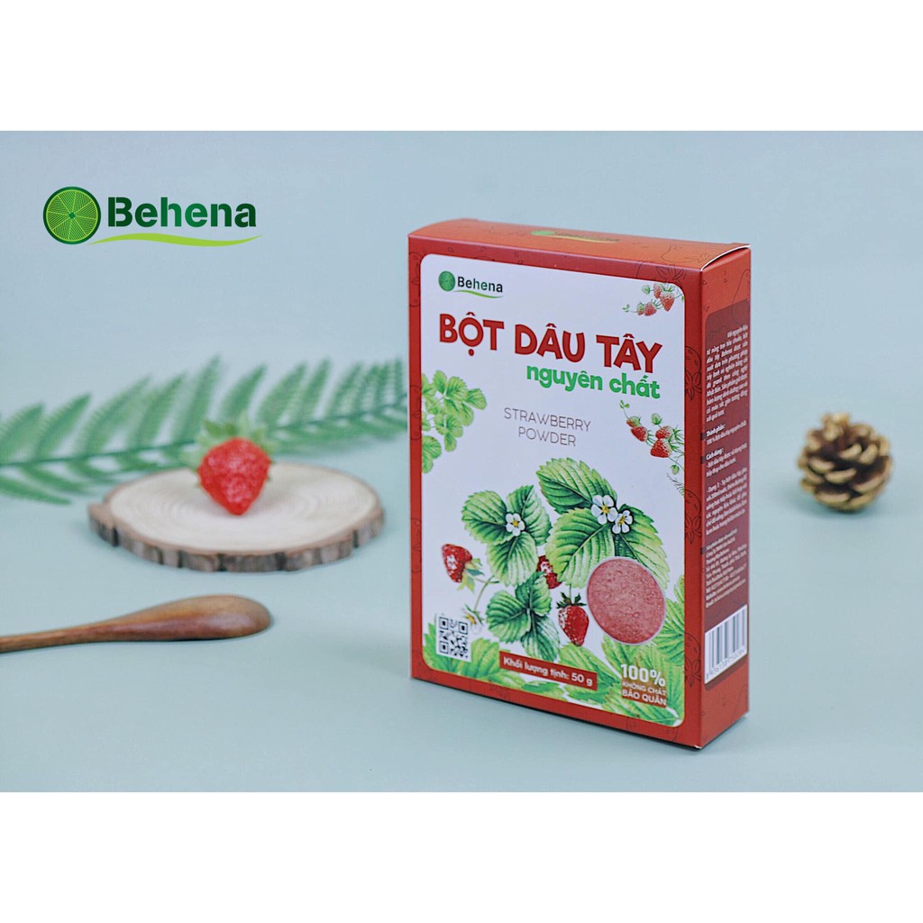 Bột dâu tây nguyên chất Behena - Bột rau củ quả làm đẹp da tạo màu bánh 50Gr