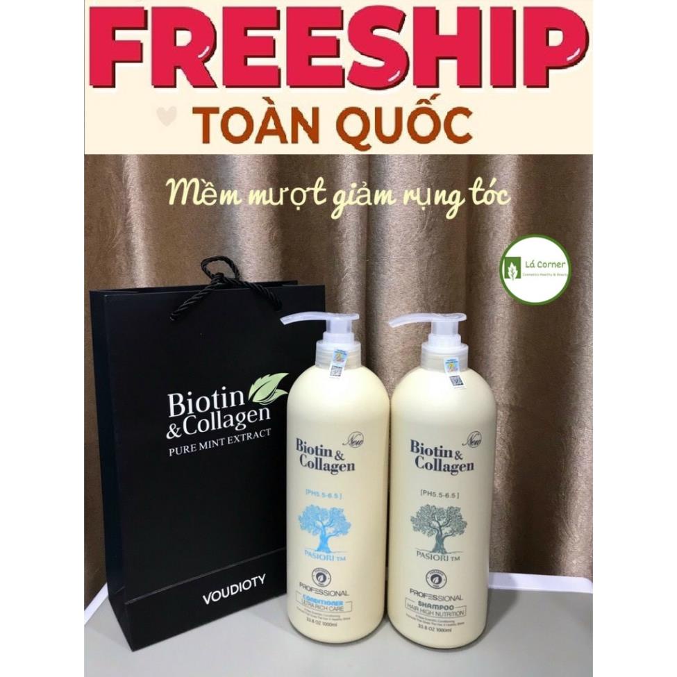 Cặp Dầu Gội Xả Biotin Collagen Trắng🛑FreeShip🛑 Giảm Rụng Tóc,Phục Hồi Tóc Khô Xơ, Hư Tổn Hàng Chính Hãng Bin S 1