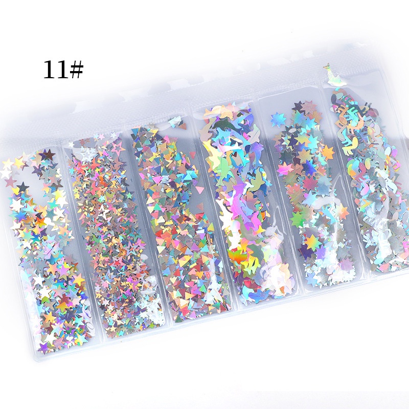Hộp Kim Sa UR SUGAR 3D 6 Màu Trang Trí Móng Tay Nghệ Thuật