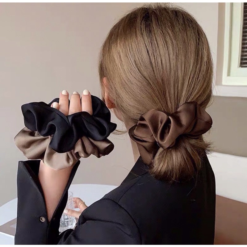 Scrunchies satin màu trà sữa siêu xinh