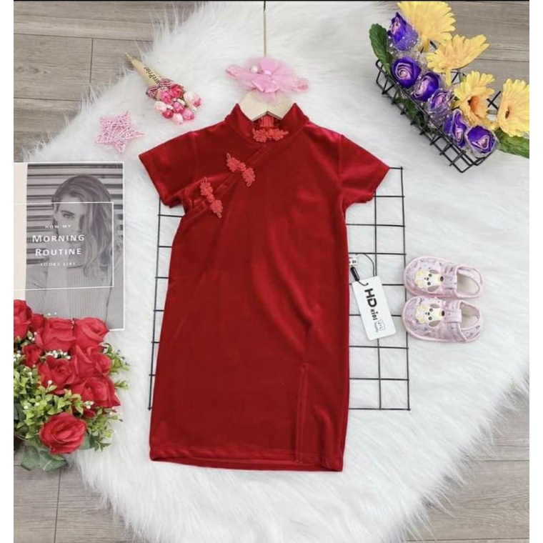 Sườn xám nhung bé gái 7-35kg