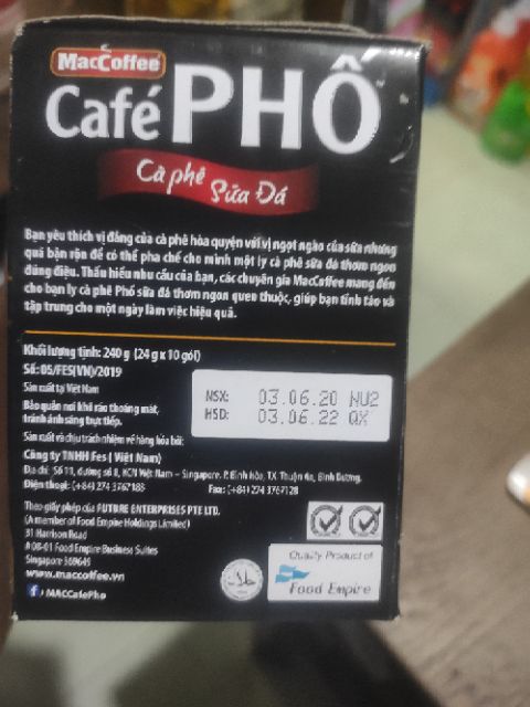 Hộp 10 gói cà phê sữa Phố