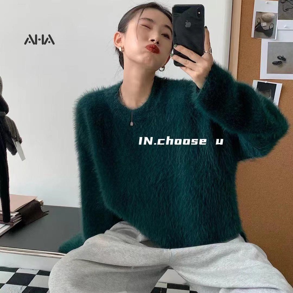 Áo Sweater Lông Cừu Dáng Rộng Ngắn Phong Cách Nhật Bản Thời Trang Thu Đông Hàng Mới 2022 Dành Cho Bạn Nữ