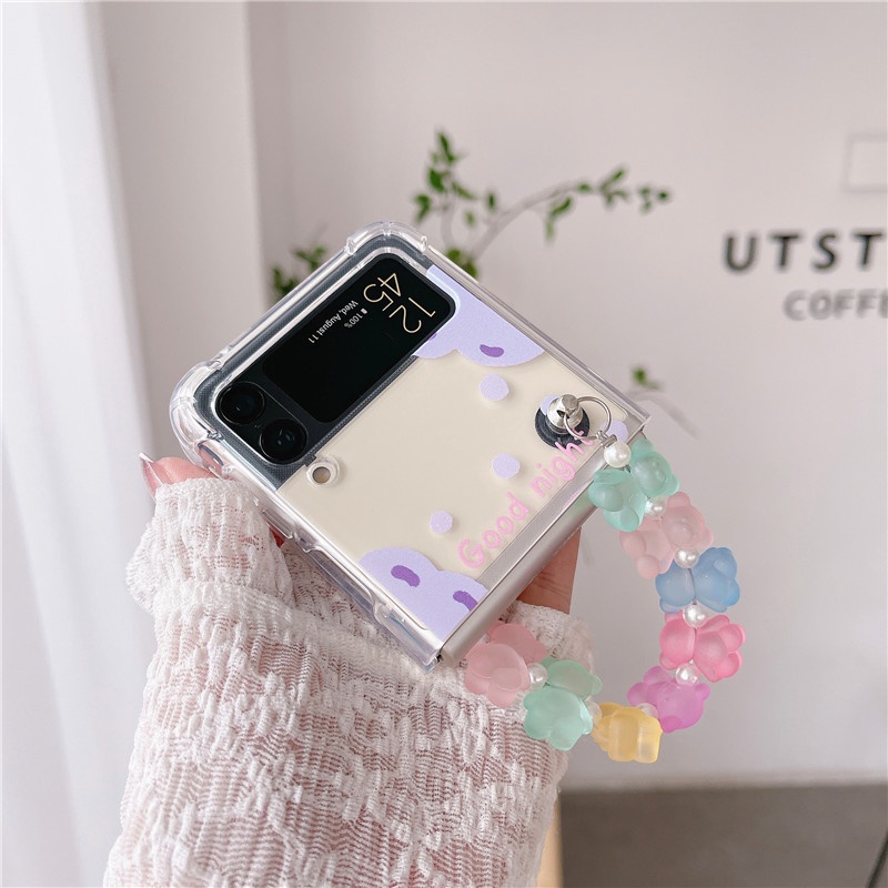 Ốp Điện Thoại Dẻo Trong Suốt Họa Tiết Hoạt Hình Chú Gấu & Cầu Vồng Cho Samsung Galaxy Z Flip 3 5G Samsung Z Flip 4