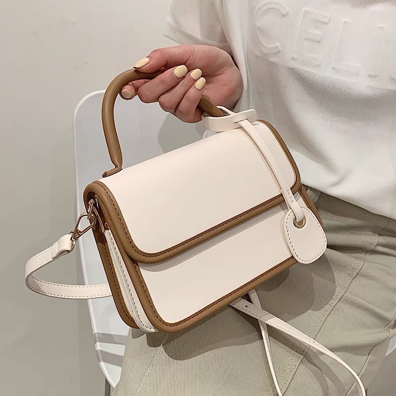 Túi xách nữ cầm tay, da trơn phối viền nổi bật hàng mới 2022 SL37