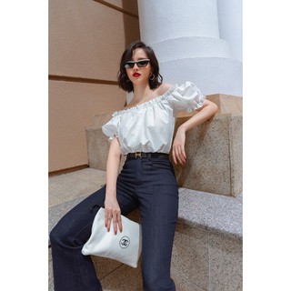 Sơ mi cotton lụa trễ vai-hbsm789