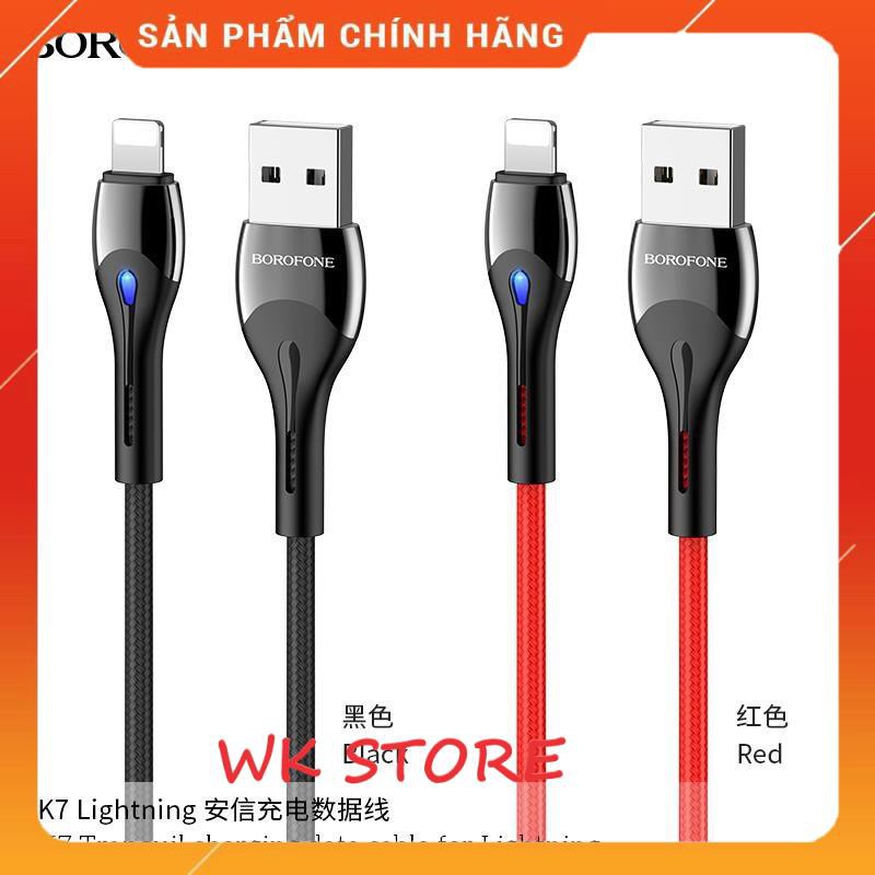 Cáp sạc dù có đèn led Borofone CK7 hàng chính hãng (iphone,android, type c)