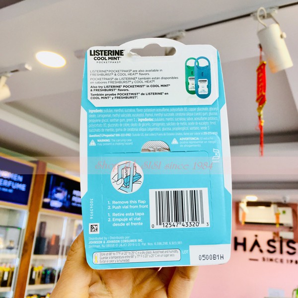 MIẾNG NGẬM THƠM MIỆNG LISTERINE Cool Mint Pocketpaks Breath Strips (3 hộp x 24 miếng xanh ngọc)