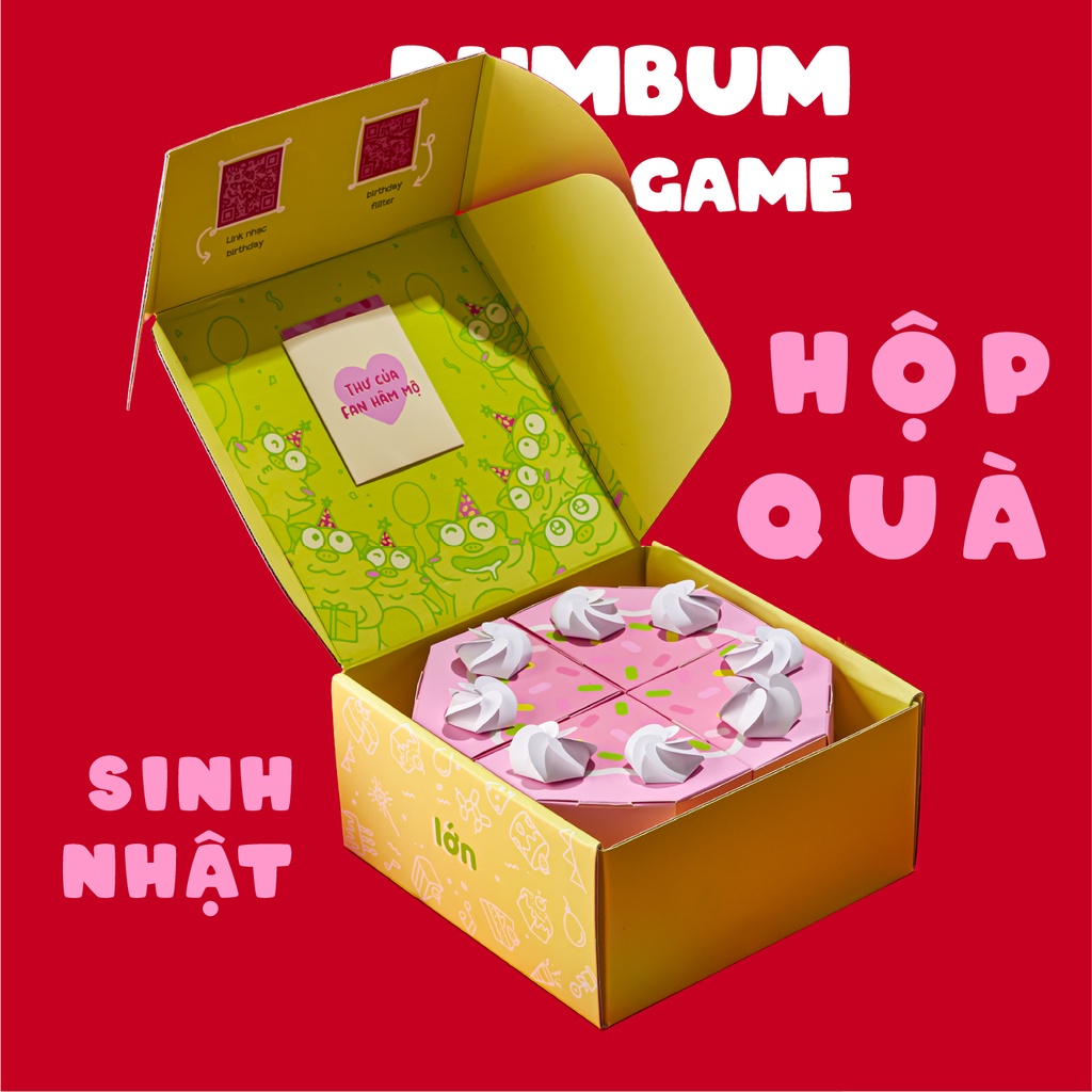 Hộp quà sinh nhật DUMBUM hình bánh gato, quà tặng cho bạn bè thú vị, bất ngờ lạ