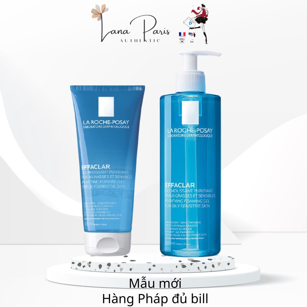 Sẵn Sữa rửa mặt La roche Posay Effaclar cho da dầu 50ml 300ml 400ml bill pháp