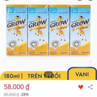 Lốc 4 hộp sữa bột pha sẵn Abbot Grow Gold 180ml