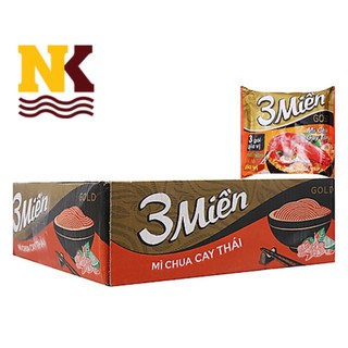 Mì 3 miền gold chua cay thái nước cốt 75g x 30 gói