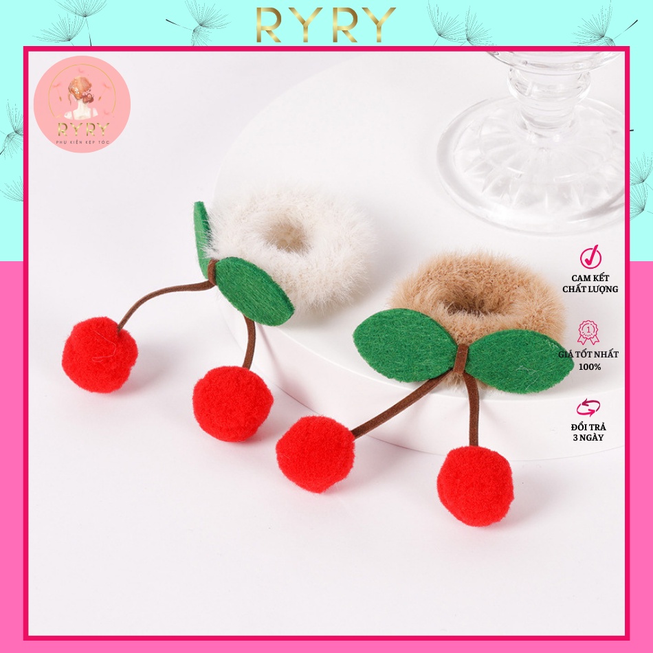 Dây Cột Tóc Cho Bé Chùm Cherry Xinh Xắn