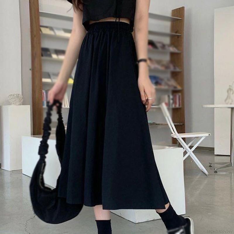 Chân Váy Dài Lưng Cao Màu Trơn Thời Trang Cho Nữ