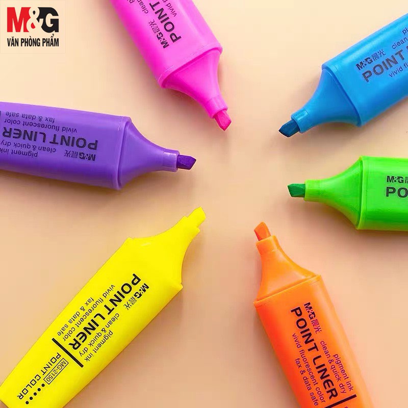 Bút dạ quang highlight M&amp;G-màu xanh dương/hồng/xanh lá/tím/cam-AHM21572B1/AHM21572C/AHM21572D/AHM21572E/AHM21572F-1 cây