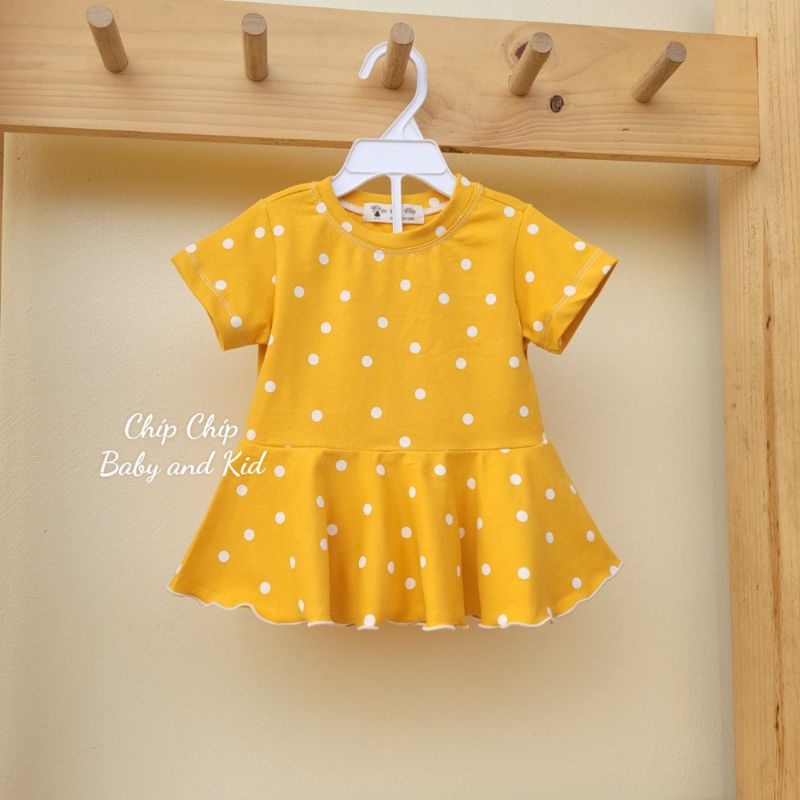 Áo váy,áo cộc tay chất Cotton xuất Dư  mềm mát cho bé gái (5_18kg)_Chíp Chíp Shop