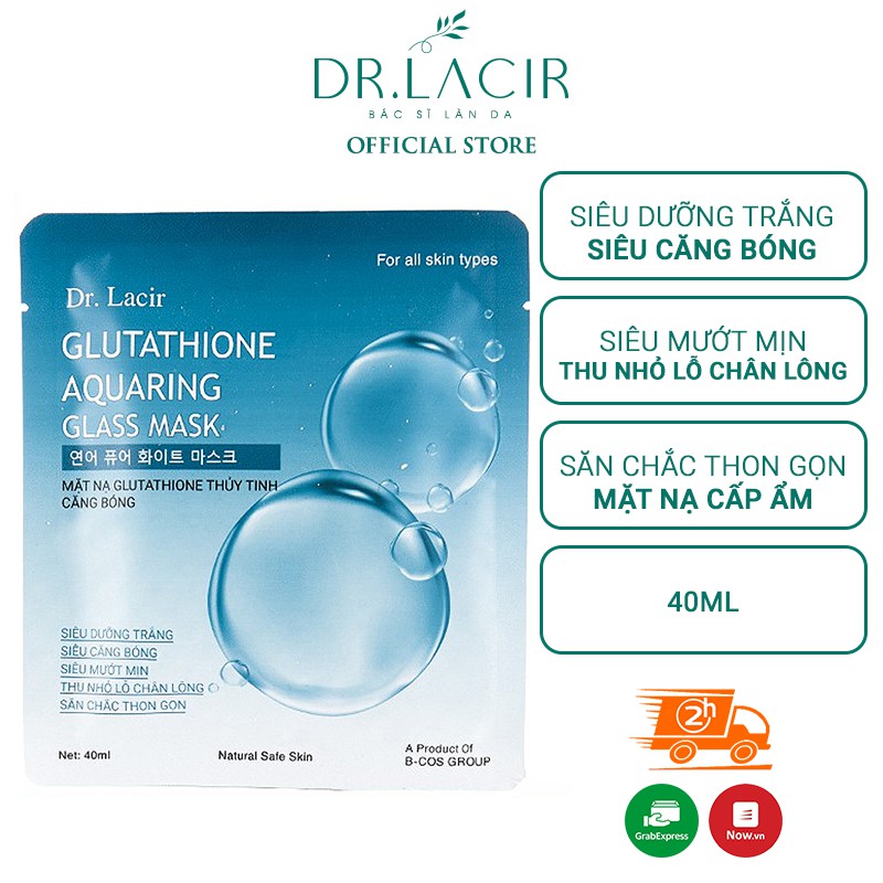 Mặt Nạ Thuỷ Tinh Glutathione Căng Bóng Dr.Lacir (Hộp 6 miếng & 3 miếng) DR14