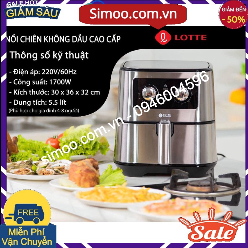 Bảo hành 12 tháng Nồi chiên không dầu Lotte 5.5L Model LTS- AF5SM Hàn Quốc Shop Xin phép chỉ bán Tại Hà Nội 💥 ⚡ Simoo.c