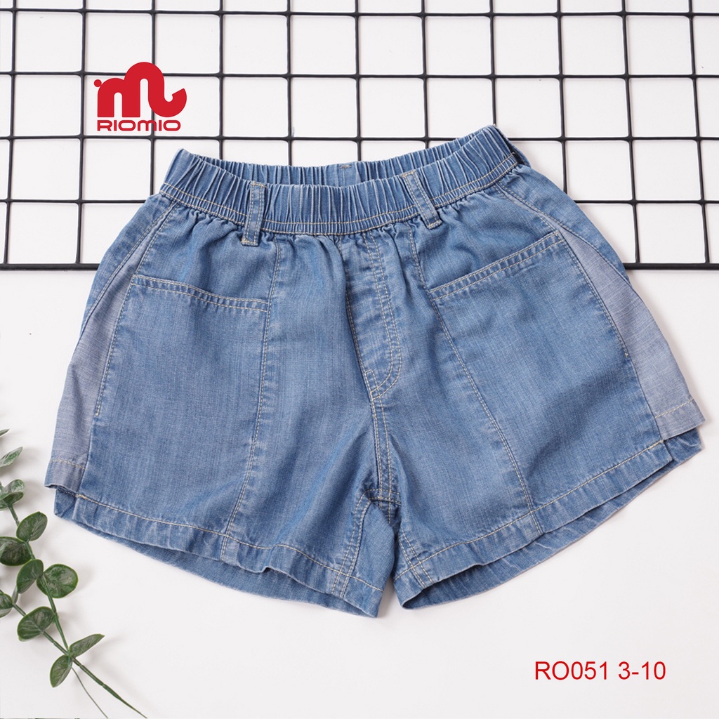 Quần short bé gái jean RIOMIO sooc bò dáng chữ A năng động 100% sợi tencel chuẩn USA thấm hút mồ hôi - RO051