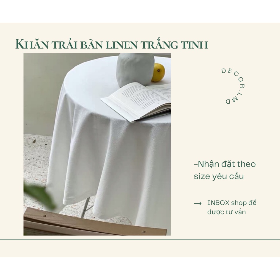 Khăn trải bàn linen trắng tinh Hàn Quốc basic,Khăn dã ngoại picnic, Phông Nền Chụp Ảnh Trang Trí Bàn Học