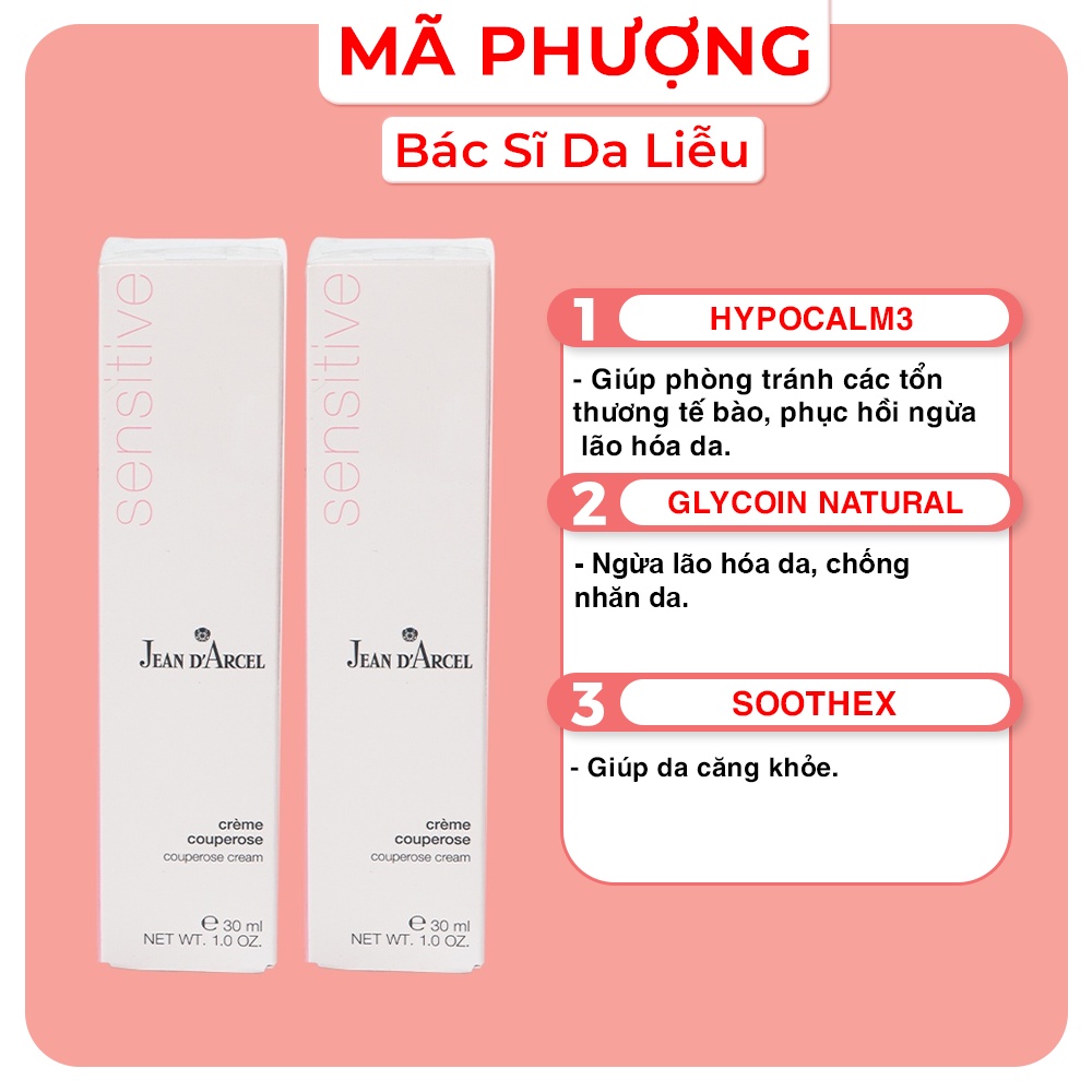 Kem dưỡng cho da nhạy cảm, giảm đỏ, giãn tĩnh mạch Jean D’Arcel Couperose Cream J118