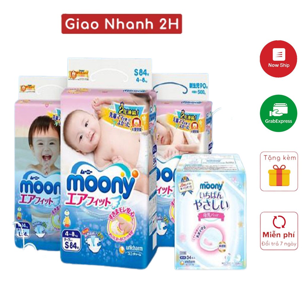 Bỉm dán Moony Nhật Nb90, S82 ,M64, L54