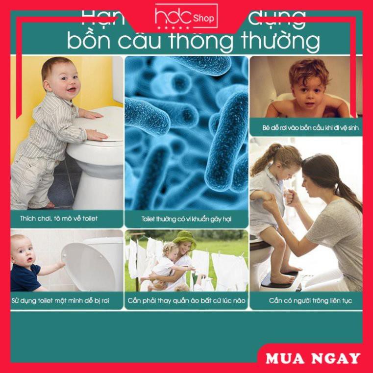 [GIÁ SỐC] Ghế ngồi bồn cầu, nắp bồn cầu có thang vịn cho bé tự đi vệ sinh