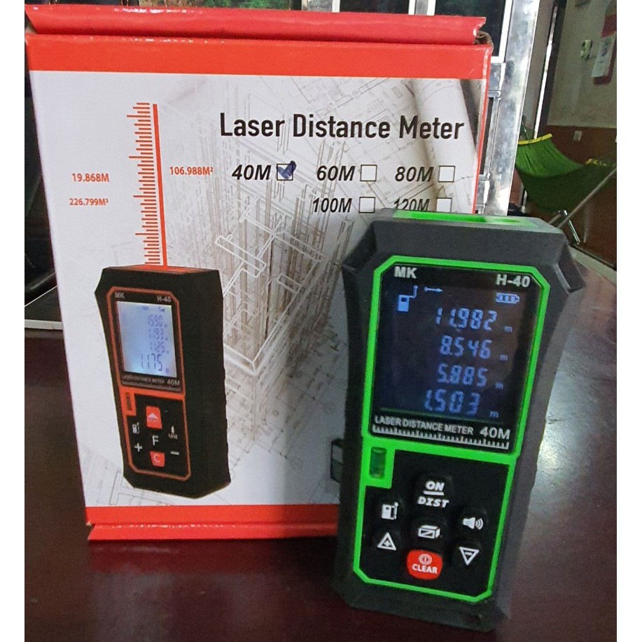 Máy đo khoảng cách bằng tia laser phạm vi 40m, thước đo laser tặng kèm 2 quả pin