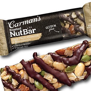 Thanh Hạt Ăn Kiêng Carman's Nut Bar Dark Choc Macadamia &amp; Coconut - Chocolate Đen Macca &amp; Dừa - 160g