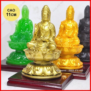 Tượng Quan Âm Bồ Tát Ngồi Tòa Sen Cao 12cm - 6459