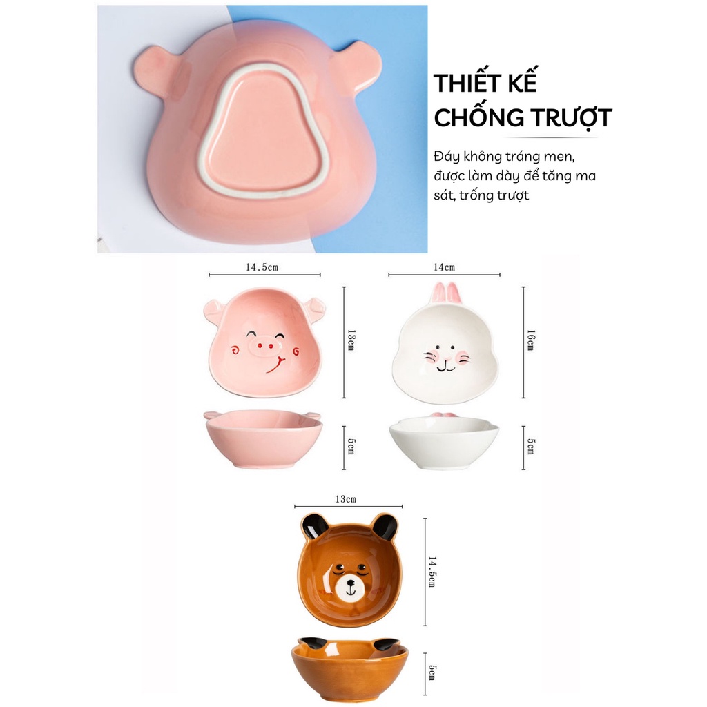 Bát Sứ Cho Bé Ăn Dặm , Chén Ăn Dặm BằngGốm Sứ Hình Thú Cho Bé