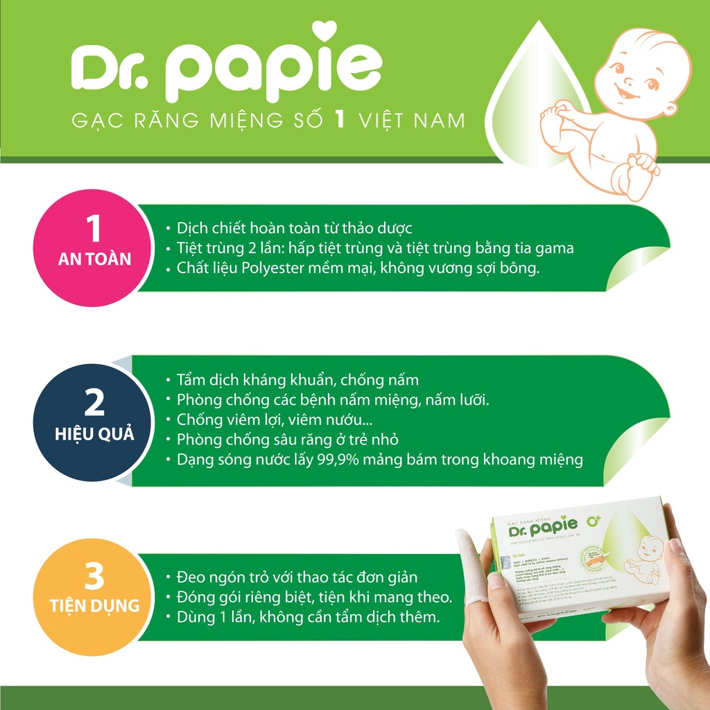 Gạc rơ lưỡi Dr Papie vệ sinh răng miệng cho bé RL001