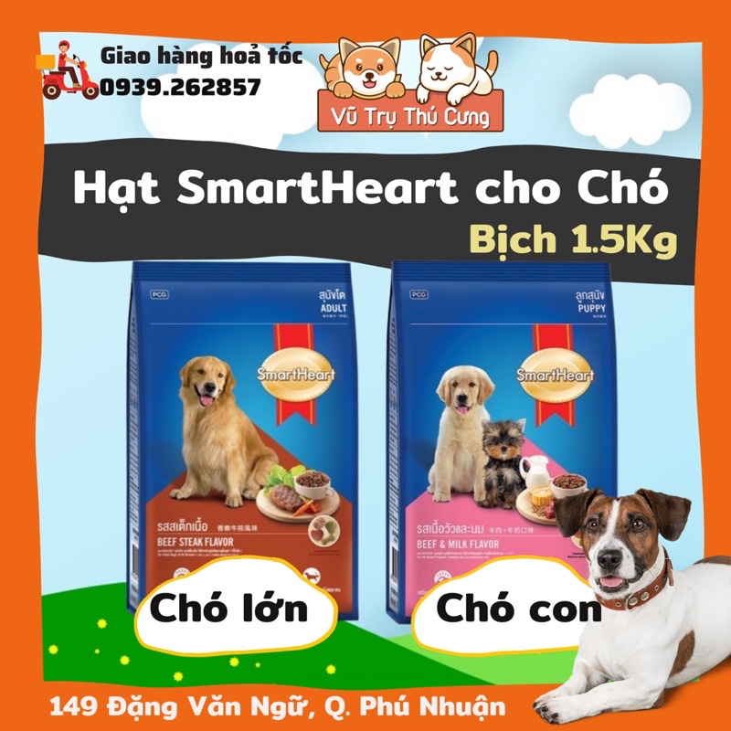 Hạt Smartheart dành cho chó con, chó trưởng thành, bịch 1.5Kg