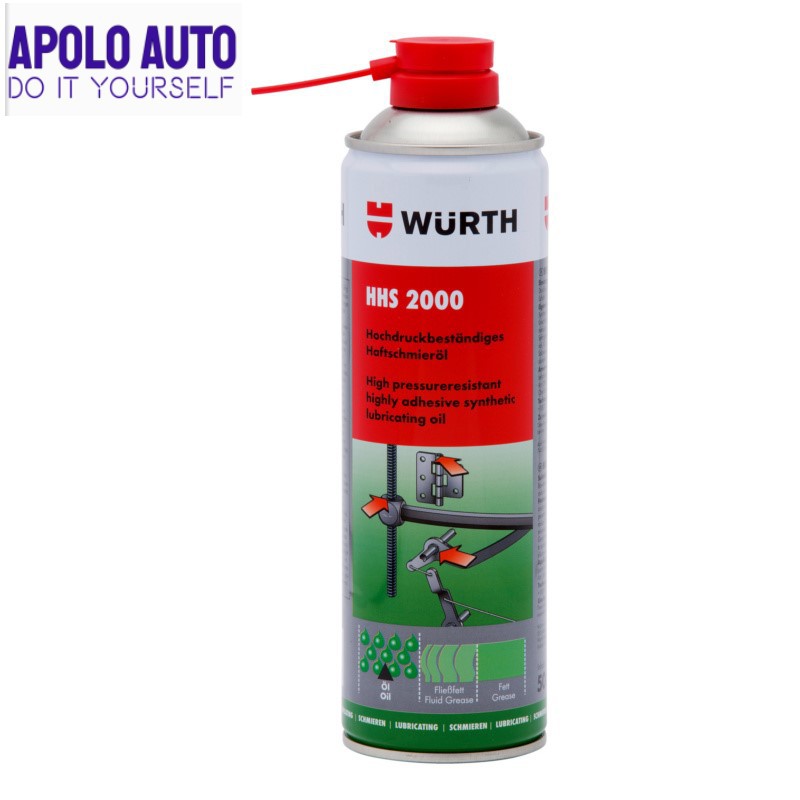 Mỡ bò nước dạng xịt bôi trơn chịu nhiệt Wurth HHS 2000 500ml