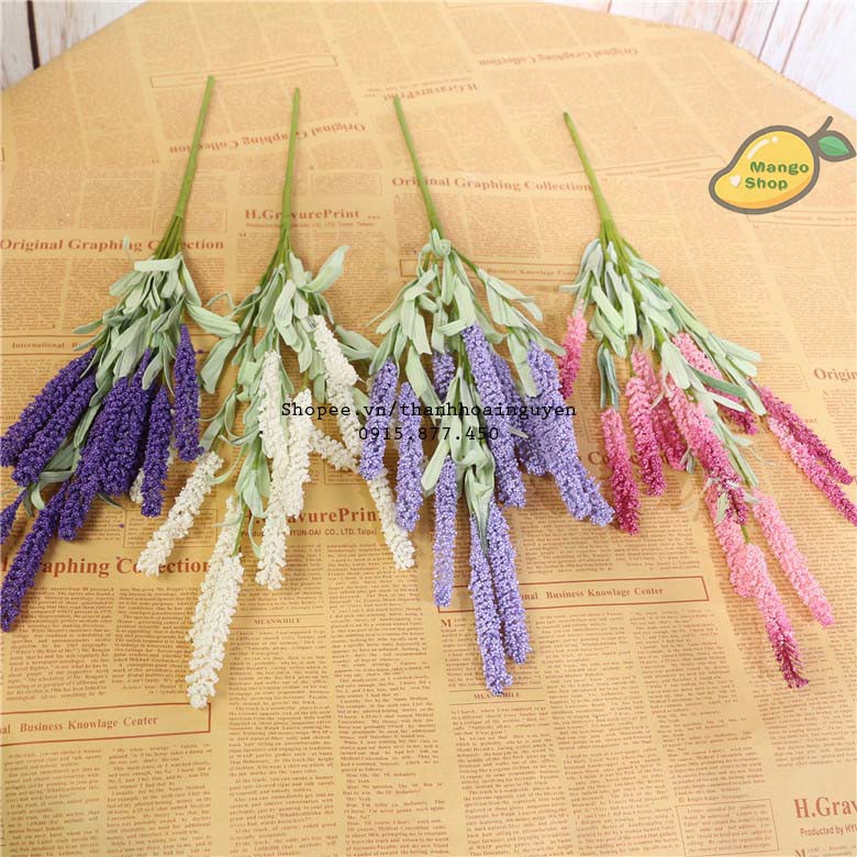 Cành hoa Lavender xốp phụ kiện chụp ảnh và trang trí nhà cửa ( hoa giả hoa nhựa )