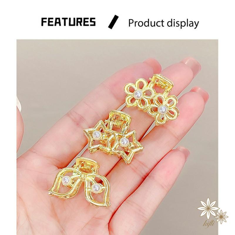 【kifli】Kẹp Tóc Kim Loại Nhỏ Đính Đá &amp; Ngọc Trai Cho Nữ