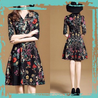 💥 Sắm Thả Ga 💥 Đầm xòe họa tiết hoa cao cấp ( M , L , XL , XXL ) - LV2119💥 Sale Up To 50% 💥