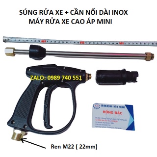 Súng rửa xe áp lực cao chân ren M22 và cần nối dài linh động