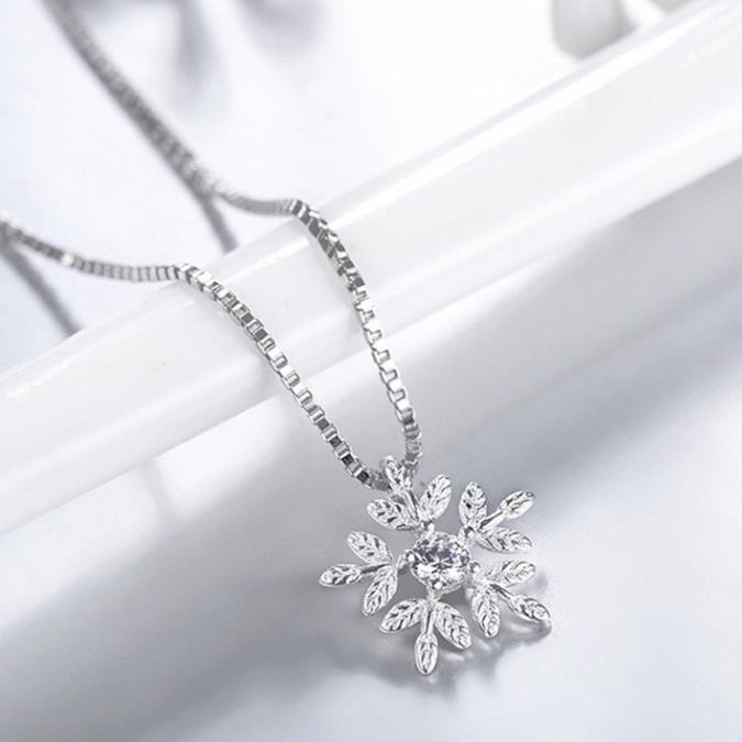 Dây chuyền bạc S925 Ý, mặt Nữ Bông Tuyết Trắng AT2043A -Trang Sức MEZI_STORE
