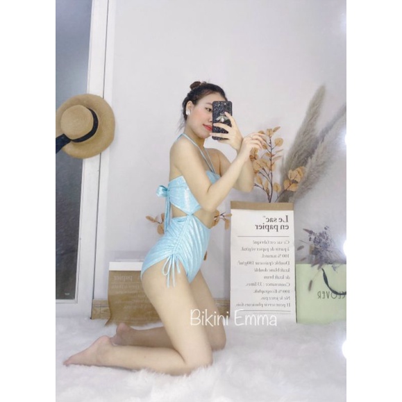 bikini đồ bơi 1 mảnh  liền rút dây kèm hinh anh thật