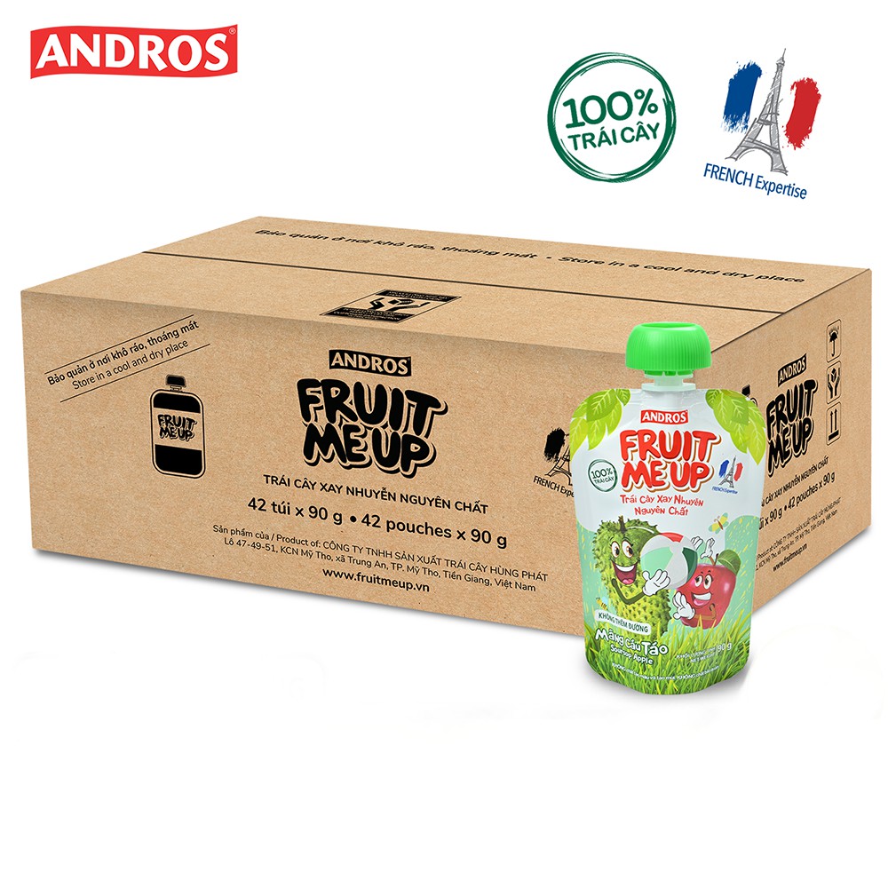 FRUIT ME UP - Trái cây xay nhuyễn nguyên chất - Fruit Me Up Andros - Mãng Cầu Táo - 90g x 40