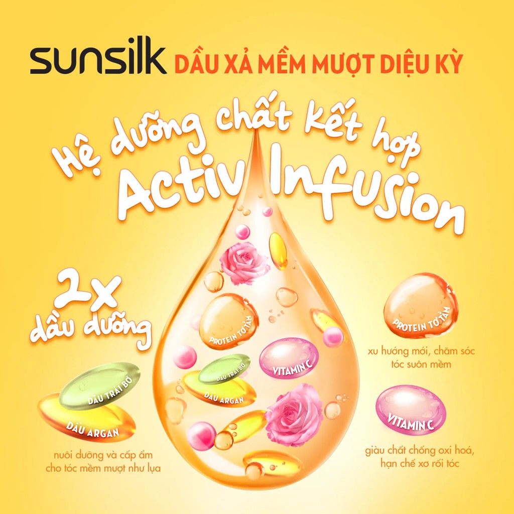 Dầu xả Sunsilk 640g giúp tóc mềm mượt, không lo bết dính với dưỡng chất thiên nhiên