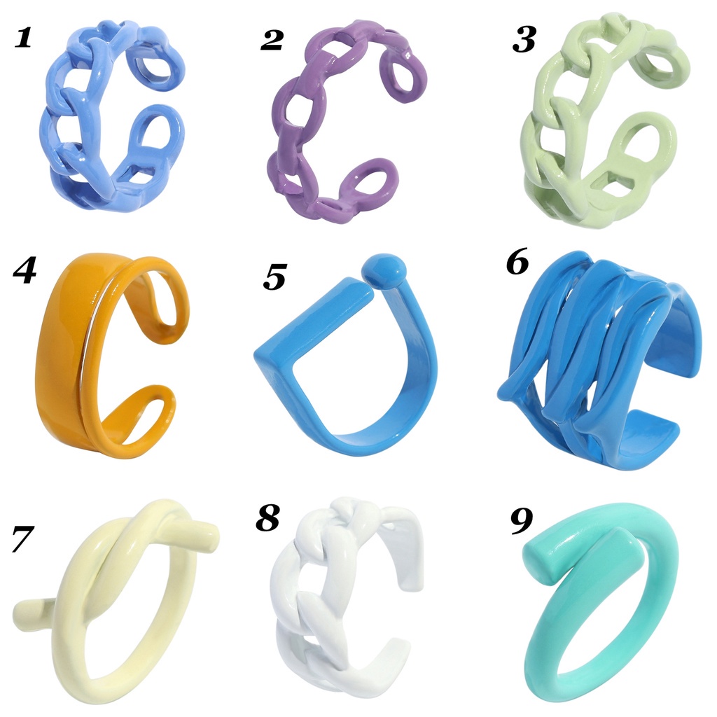 Nhẫn dạng hở họa tiết tranh sơn dầu nhiều màu sắc dễ thương dành cho nam và nữ