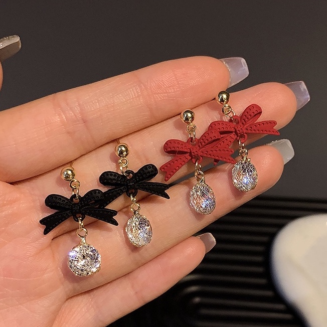 Bông tai mạ bạc 925 hình nơ thời trang thu đông cho nữ