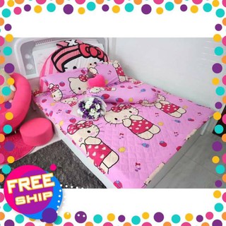 Bộ Drap giường cotton poly cao cấp Kitty đáng yêu