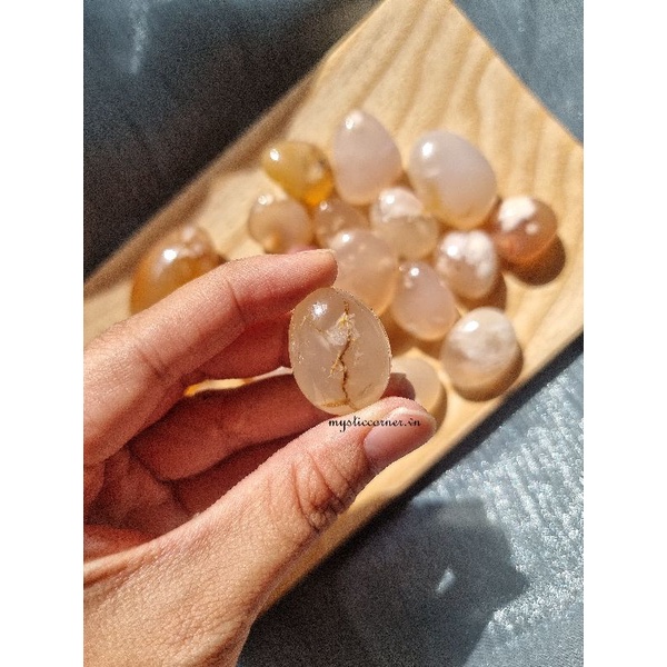 Đá thanh tẩy Mã não hoa anh đào ( Blossom Agate ), dùng trong Tarot, Reiki, thiền định, phong thủy