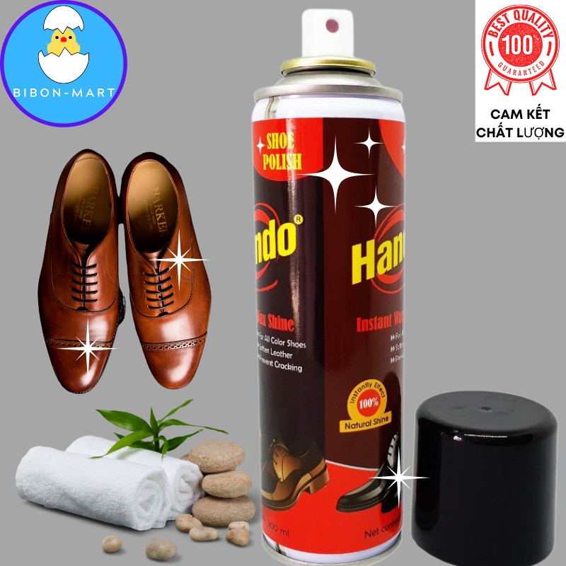 Xịt đánh bóng bảo dưỡng giày dép da đa năng HANDO 300ml, đánh bóng túi, ví da, che vết trầy xước, dễ mang đi, tiện lợi