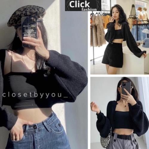 Áo khoác nữ kiểu 2 món áo sexy tay bo phồng mix áo hai dây siêu hot hàng tốt,chất lượng cao 075